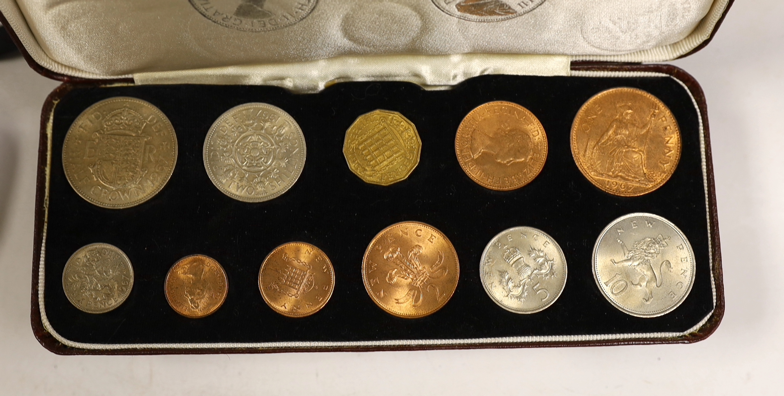 A collection of mostly UK and Commonwealth coins including a 1967 Queen Elizabeth second year set etc.